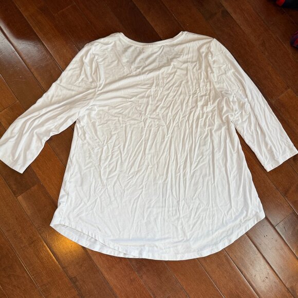 JM Collection Women’s White Long Sleeve Scoop Neck Top, size Large - Picture 8 of 11